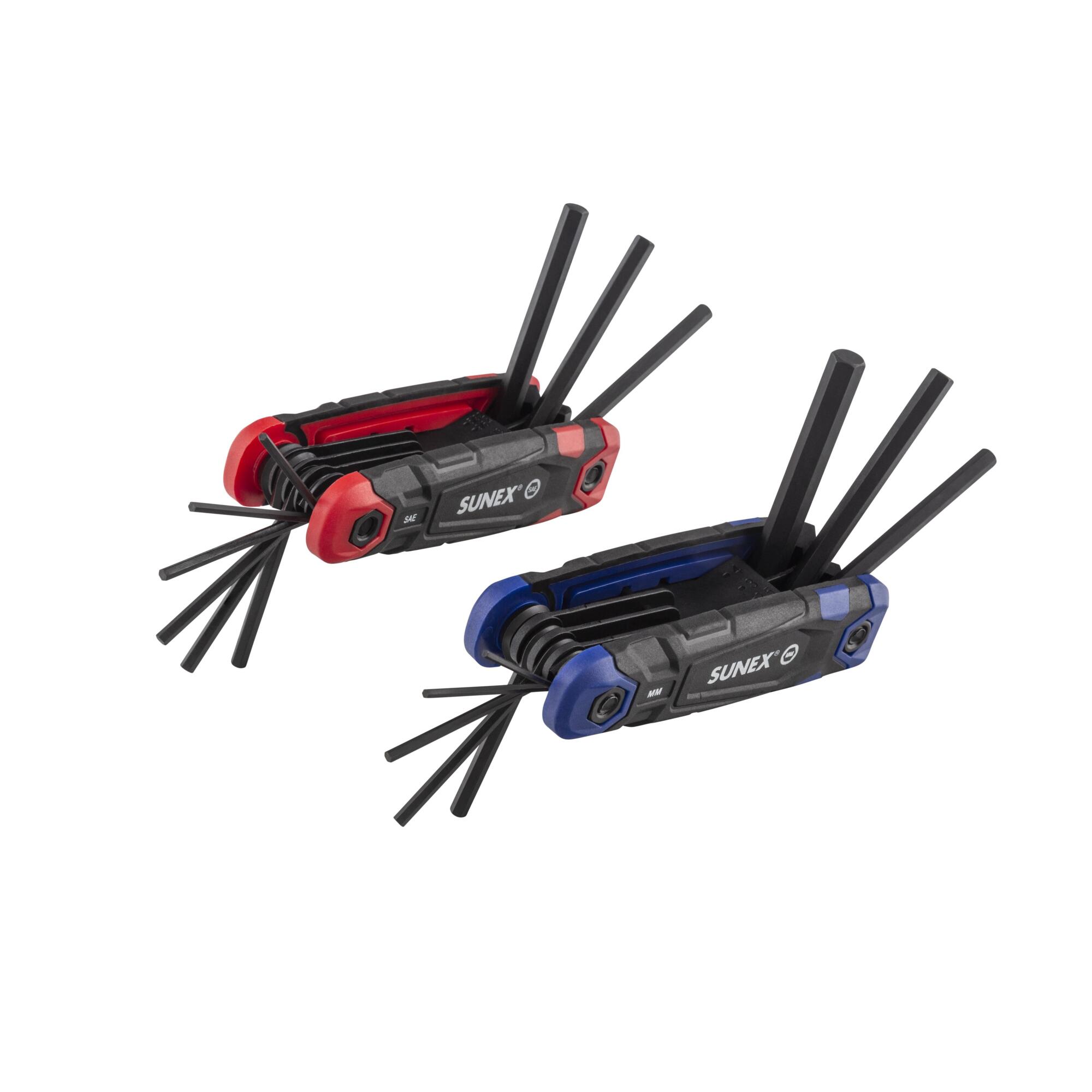 Sunex Tools Folding Hex Key Set — 17-Piece, SAE/Metric, CR-V Steel, Model# 98517F